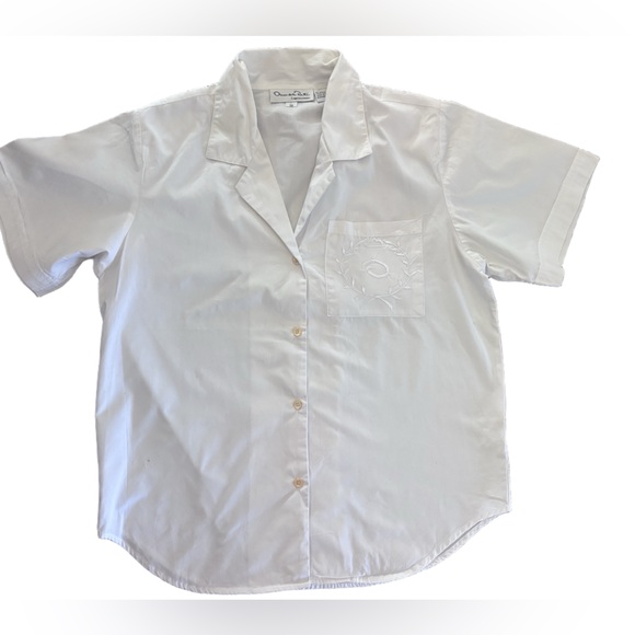 Vintage Oscar de la Renta cotton embroidered collared blouse- white - 12 - Picture 2 of 5